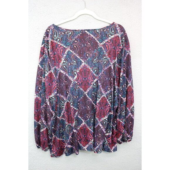 Catherines Long Puff Sleeve Silky Paisley Top-Size 3X-Whimsigoth - Picture 8 of 10